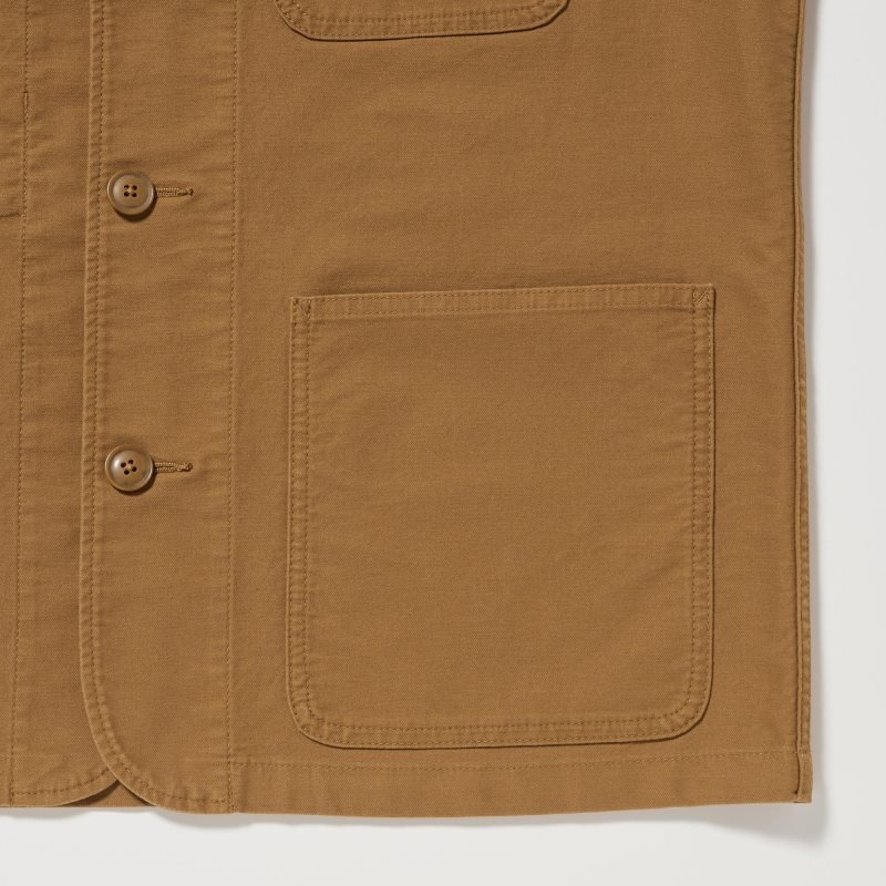 Men Uniqlo Utility Jackets Brown | 3145503