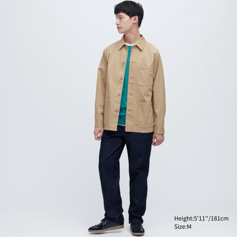 Men Uniqlo Utility Jackets Brown | 8034074