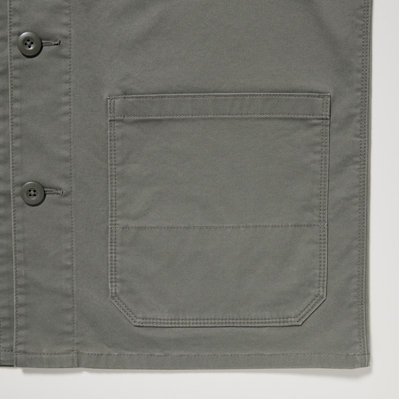 Men Uniqlo Utility Jackets Brown | 8034074