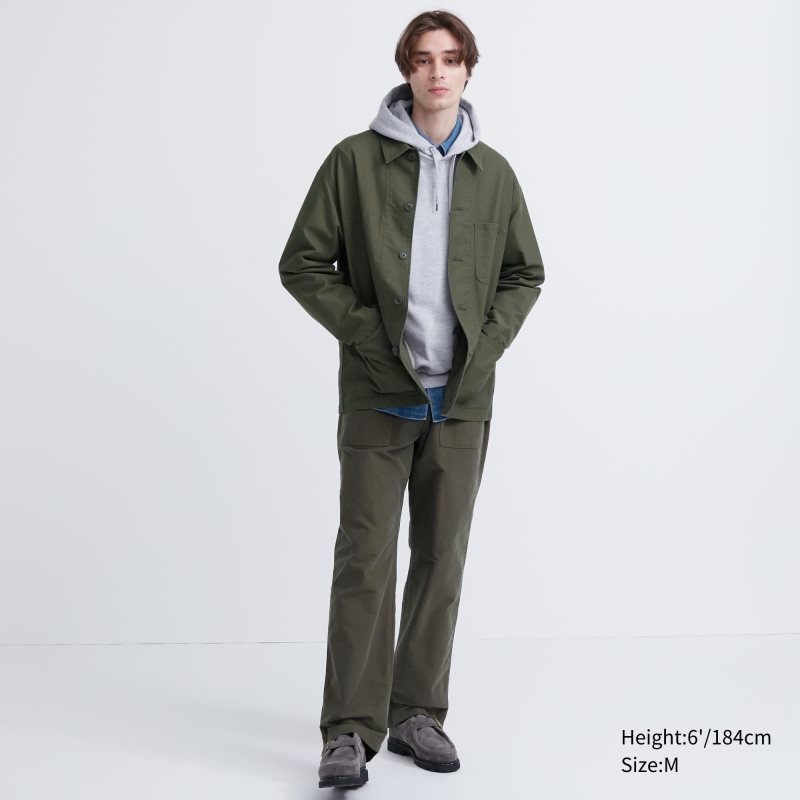 Men Uniqlo Utility Jackets Olive | 4986930