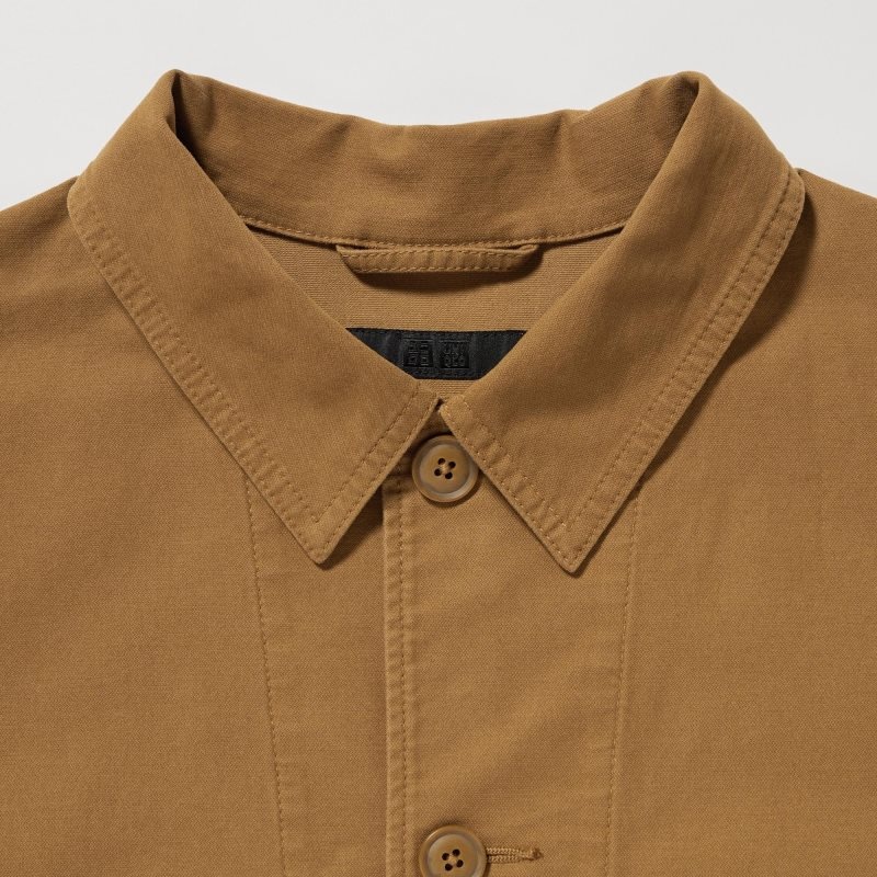 Men Uniqlo Utility Jackets Olive | 4986930