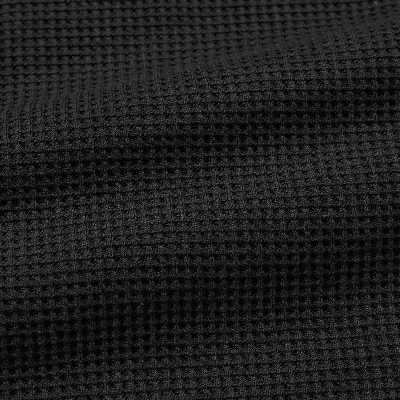 Men Uniqlo Waffle Crew Neck Long-Sleeve T Shirts Black | 7175964