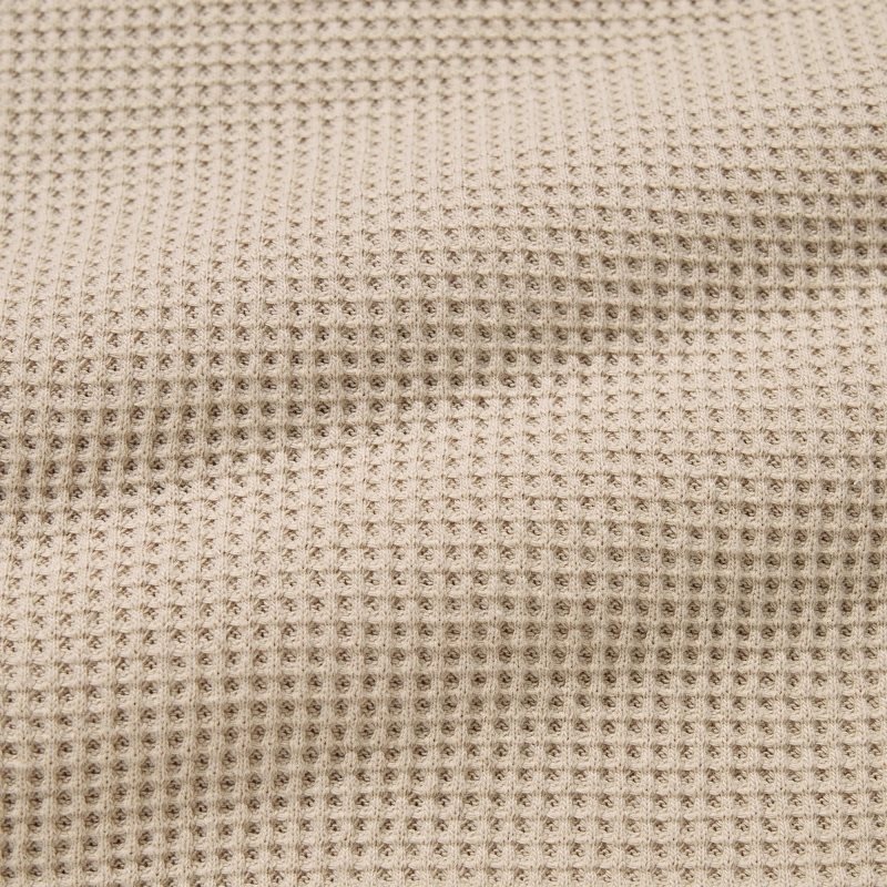 Men Uniqlo Waffle Long-sleeve Henley T Shirts Beige | 1052676