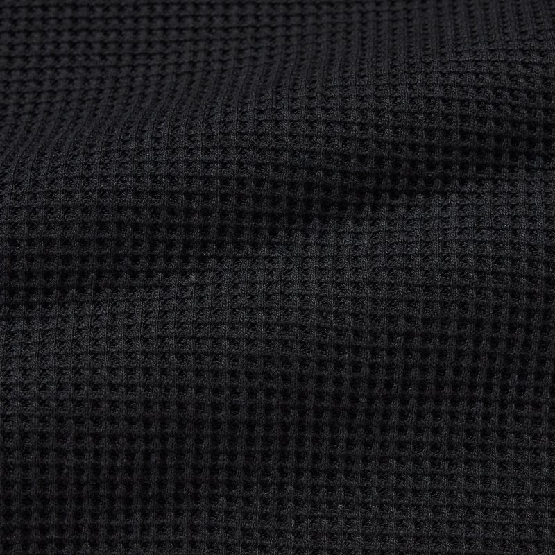 Men Uniqlo Waffle Long-sleeve Henley T Shirts Black | 9282570