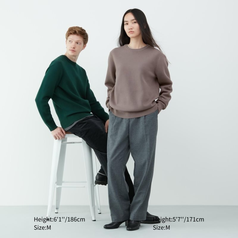 Men Uniqlo Washable Milano Ribbed Crew Neck Sweaters Grey | 5973742