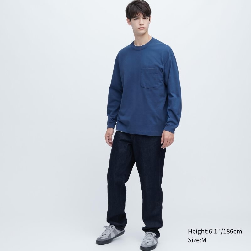 Men Uniqlo Washed Cotton Crew Neck Long-sleeve T Shirts Beige | 2779842