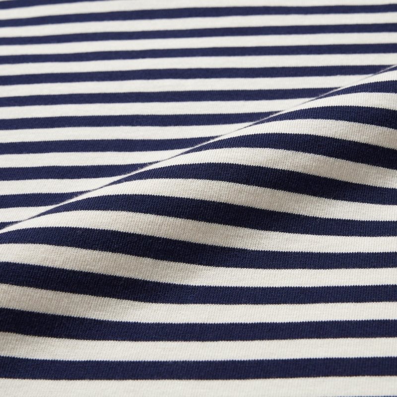 Men Uniqlo Washed Cotton Oversized Crew Neck Long-sleeve Striped T Shirts White | 9992192