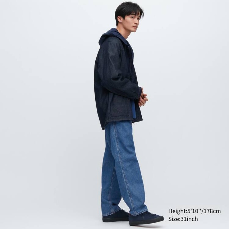 Men Uniqlo Wide Leg Jeans Blue | 1737175
