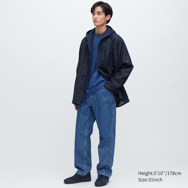 Men Uniqlo Wide Leg Jeans Blue | 1737175