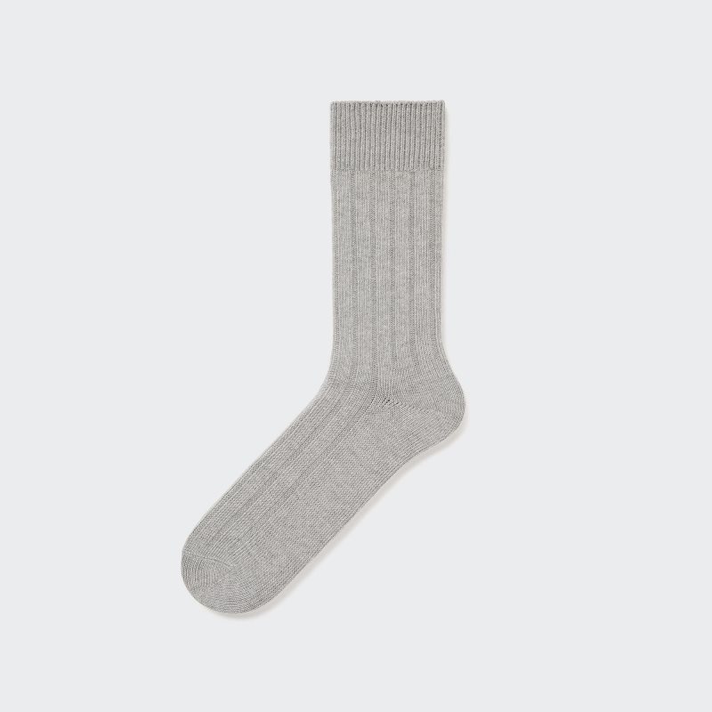 Men Uniqlo Wide-ribbed Socks Grey | 541267