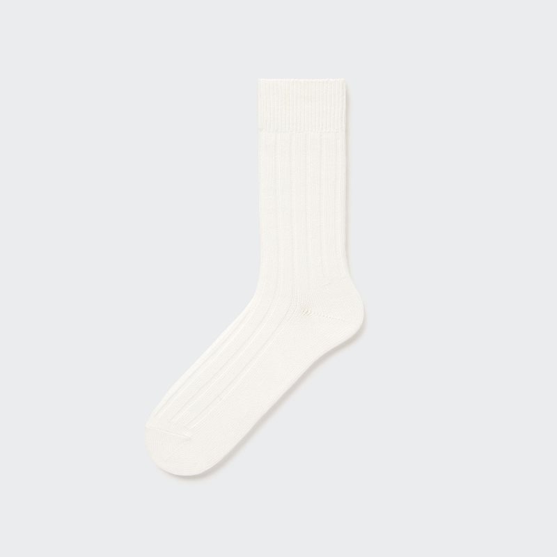 Men Uniqlo Wide-ribbed Socks White | 1594653