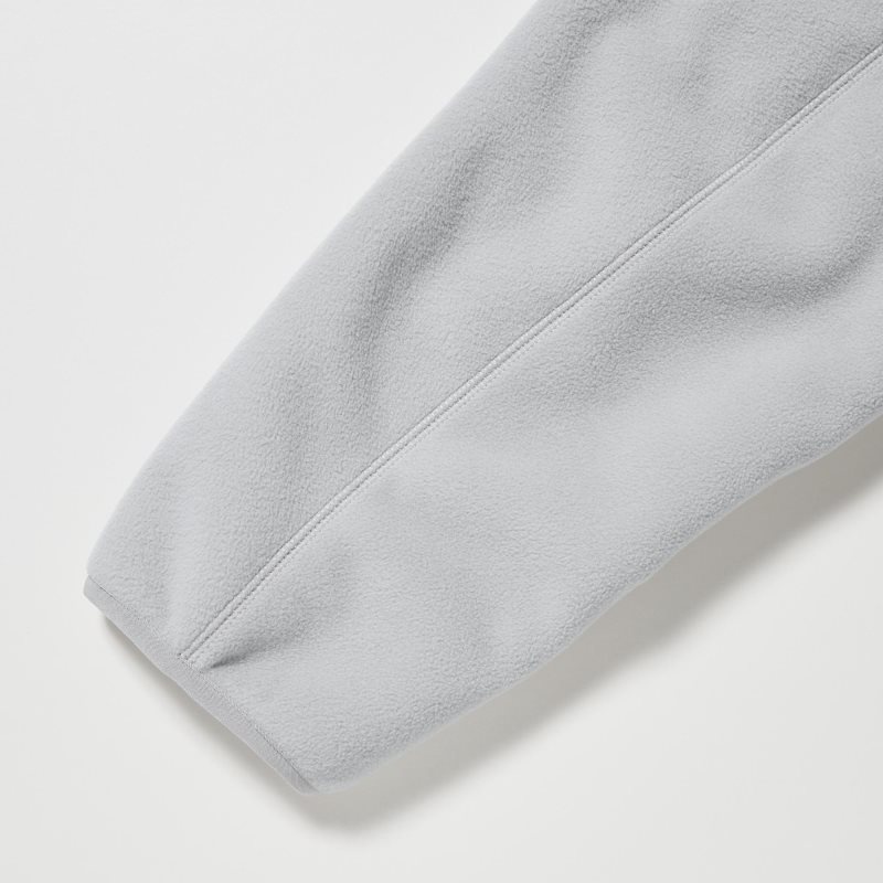 Men Uniqlo Windproof Outer Fleece Full-zip Hoodie Grey | 1870919