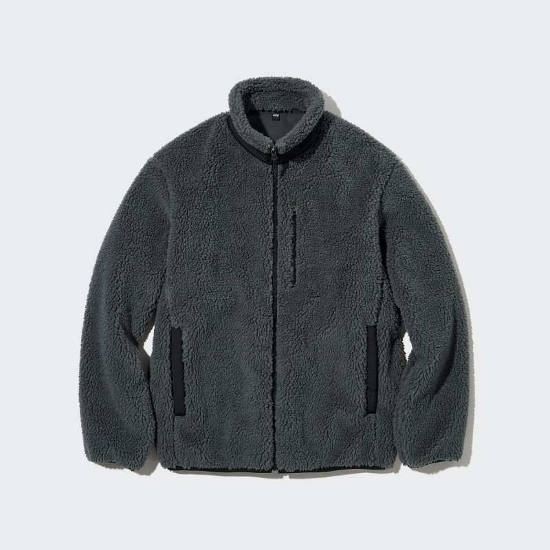 Men Uniqlo Windproof Outer Fleece Jackets Grey | 4158315