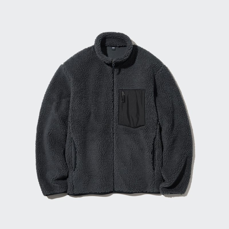 Men Uniqlo Windproof Outer Fleece Jackets Grey | 67959