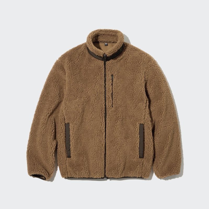 Men Uniqlo Windproof Outer Fleece Jackets Brown | 5194696