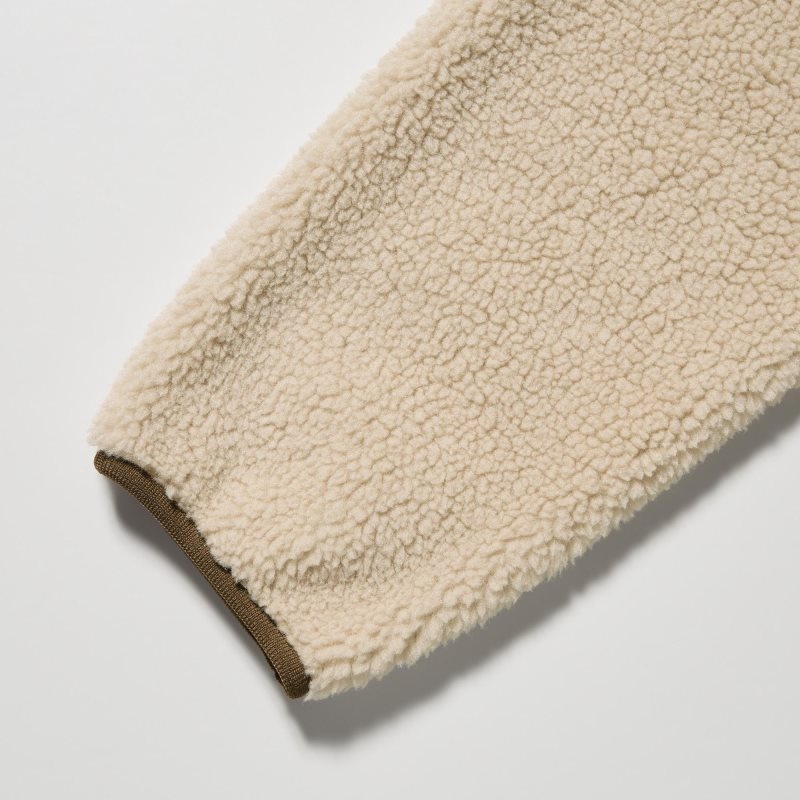 Men Uniqlo Windproof Outer Fleece Jackets Beige | 690103