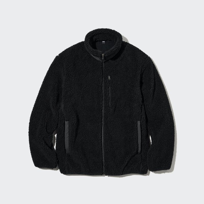 Men Uniqlo Windproof Outer Fleece Jackets Black | 2369606