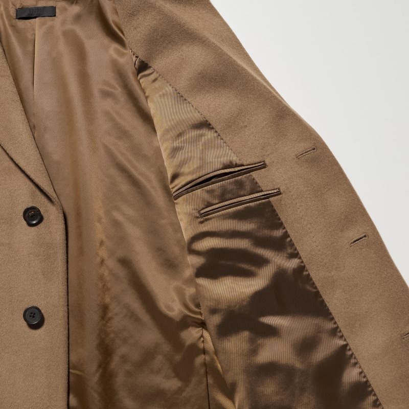 Men Uniqlo Wool Cashmere Chesterfield Coats Black | 367369