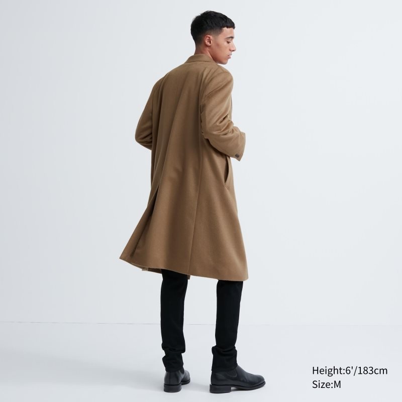 Men Uniqlo Wool Cashmere Chesterfield Coats Black | 367369