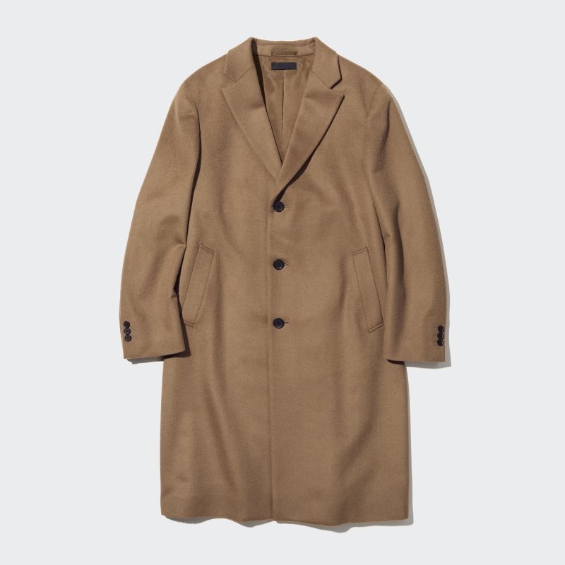 Men Uniqlo Wool Cashmere Chesterfield Coats Black | 367369