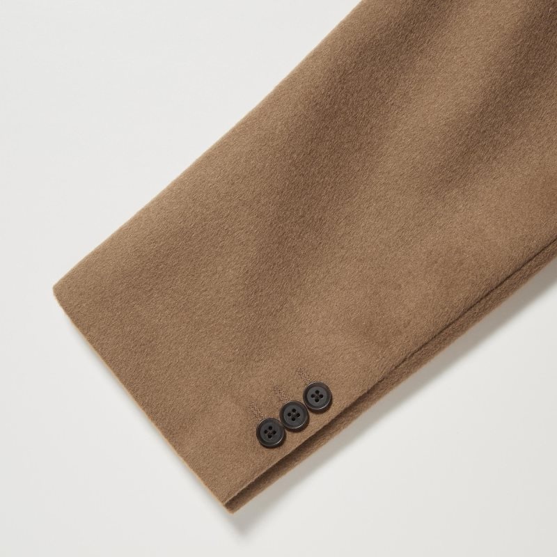 Men Uniqlo Wool Cashmere Chesterfield Coats Black | 367369