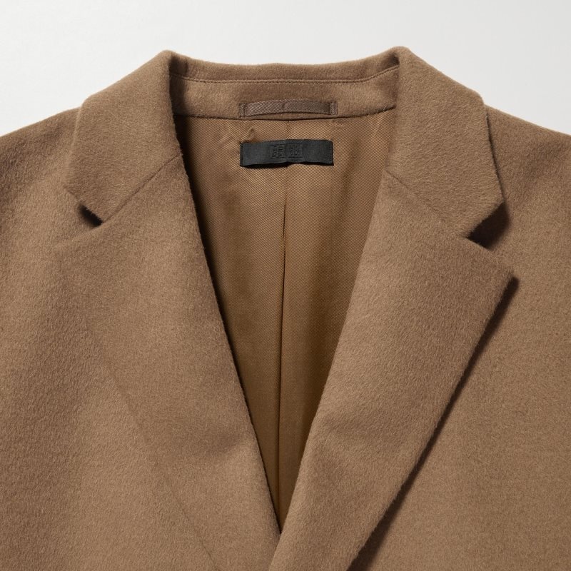 Men Uniqlo Wool Cashmere Chesterfield Coats Brown | 1809599