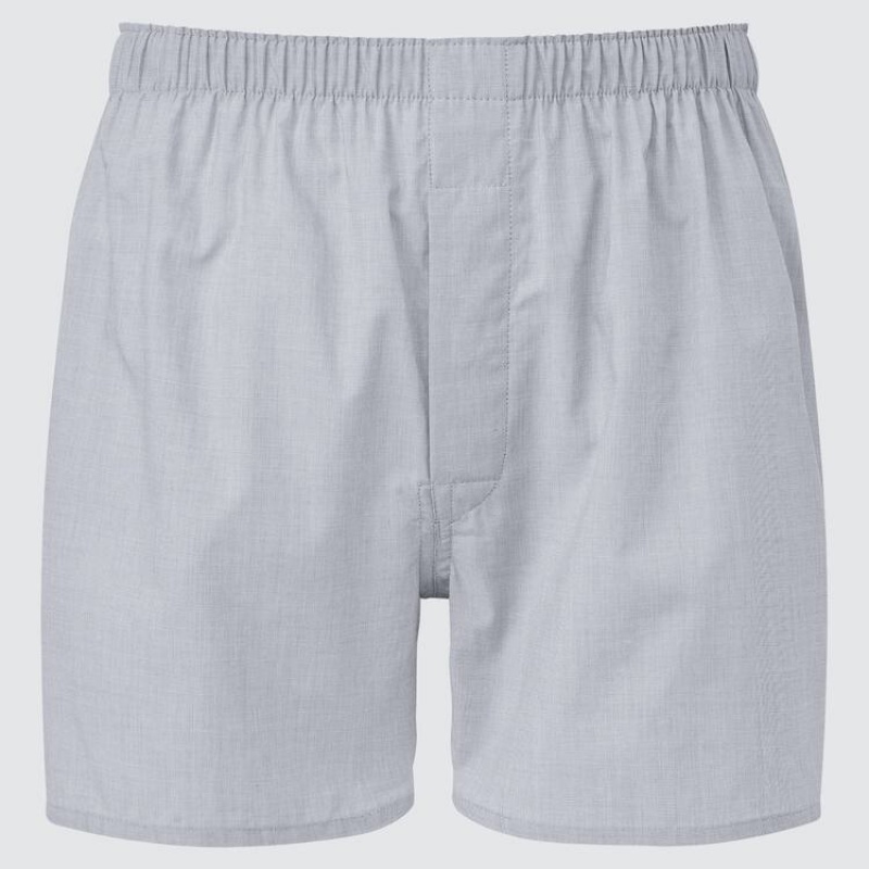 Men Uniqlo Woven Broadcloth Boxer Underwear Grey | 8889584