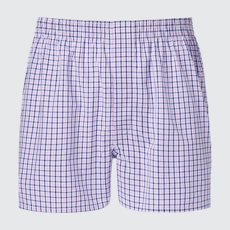 Men Uniqlo Woven Checked Boxer Underwear Purple | 795249