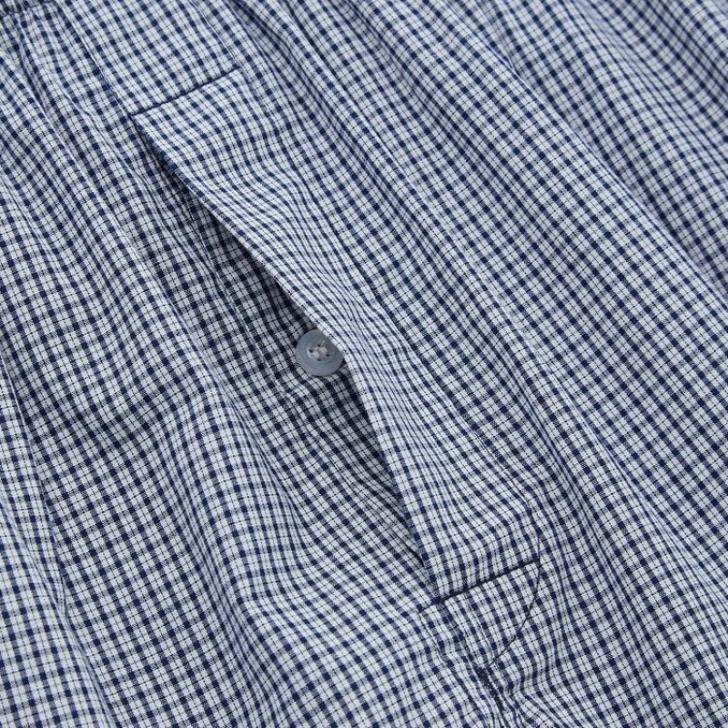 Men Uniqlo Woven Checked Boxer Underwear Navy | 7576442