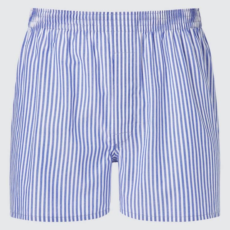Men Uniqlo Woven London Striped Boxer Underwear Blue | 7367561
