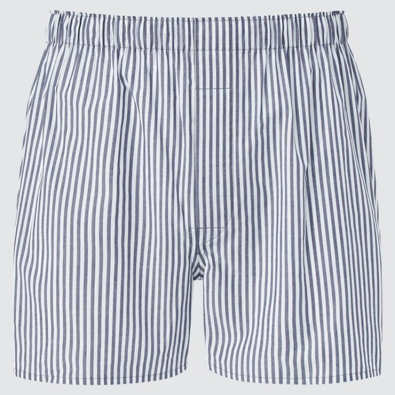Men Uniqlo Woven Striped Boxer Underwear Blue | 9917917