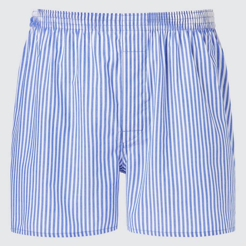 Men Uniqlo Woven Striped Boxer Underwear Blue | 9674126