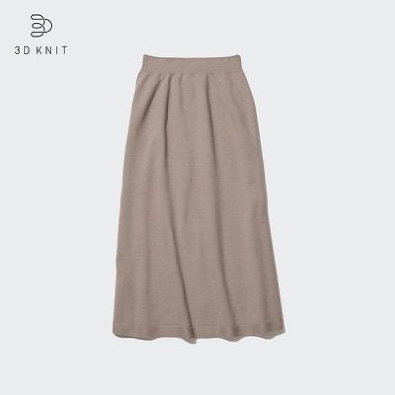 Women Uniqlo 3D Knit Souffle Yarn Skirts Beige | 8599965