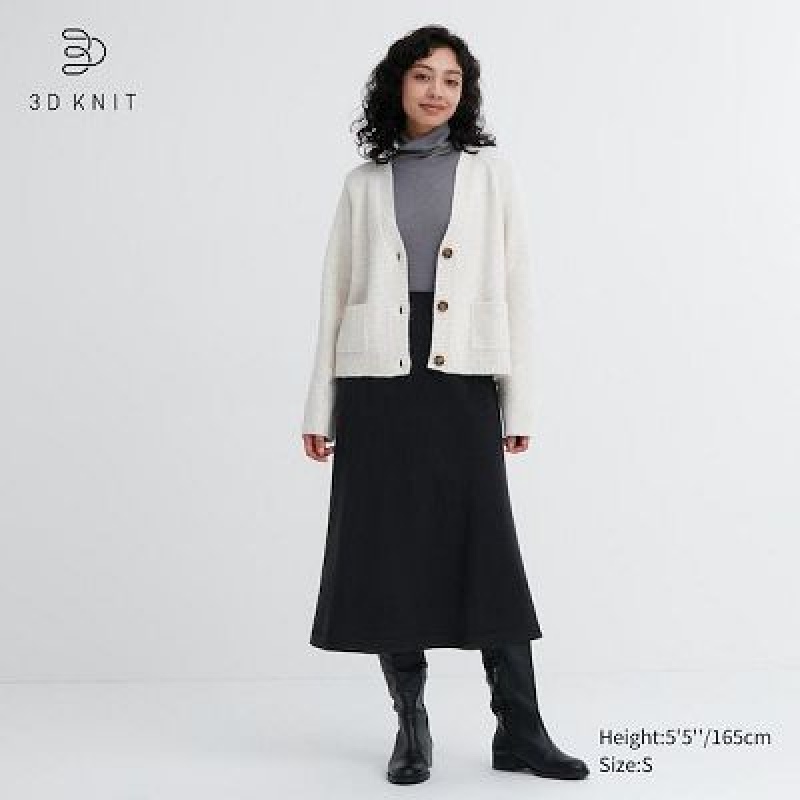 Women Uniqlo 3D Knit Souffle Yarn Skirts Black | 8283813