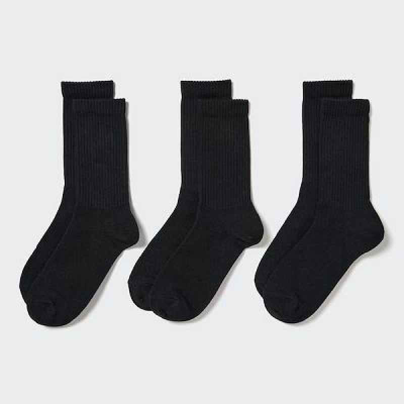 Women Uniqlo 3 Pack (Ribbed) Socks Black | 5254195