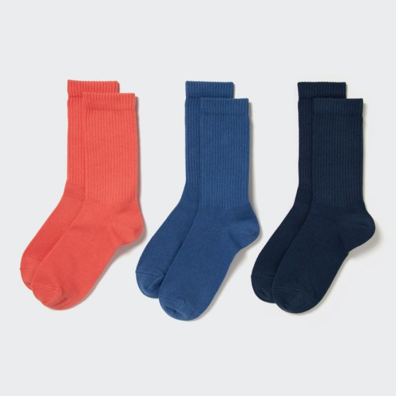 Women Uniqlo 3 Pack Socks Orange | 2403739