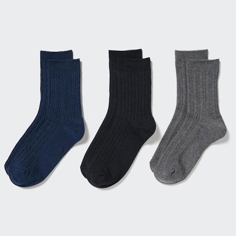 Women Uniqlo 3 Pairs Socks Navy | 1741070