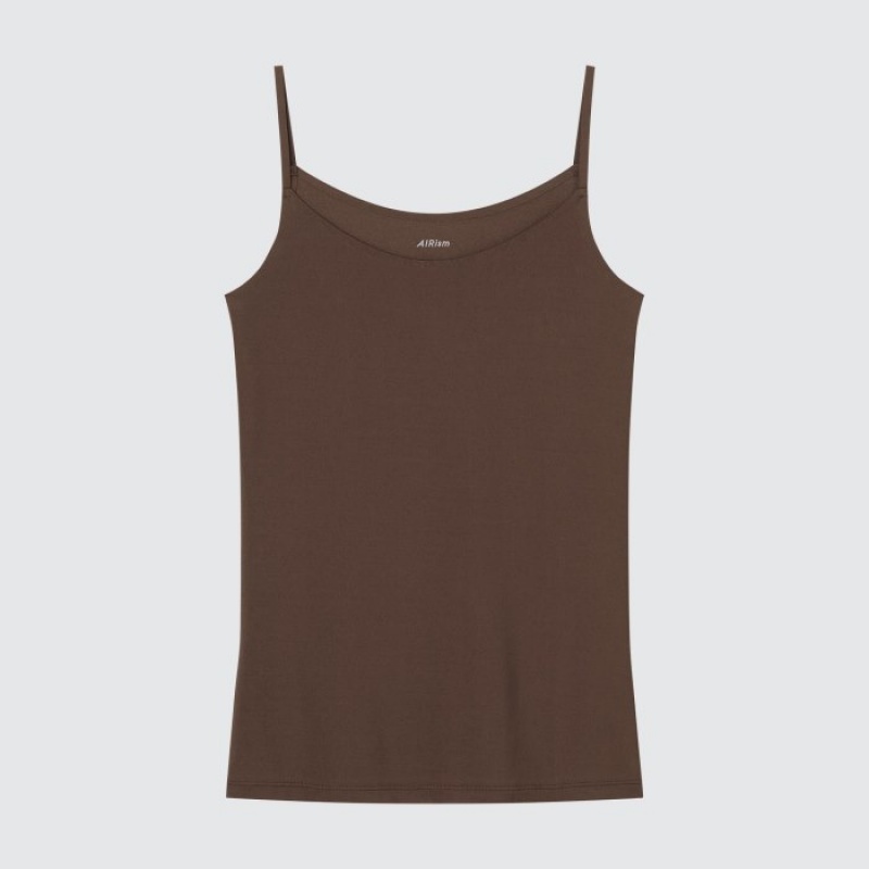 Women Uniqlo AIRism Camisole Tank Top Brown | 7502765