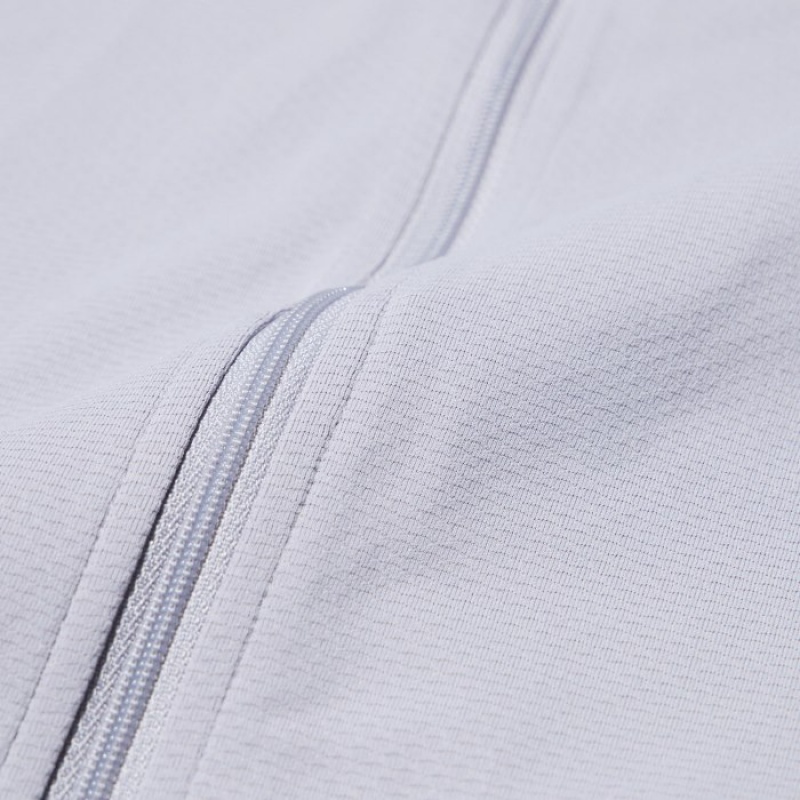 Women Uniqlo AIRism Mesh UV Protection Full-Zip Hoodie White | 9992279