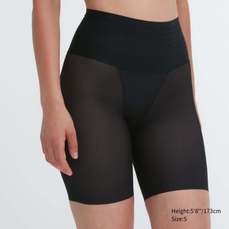 Women Uniqlo AIRism Smooth Body Shaper Unlined Half Shorts Black | 4768099