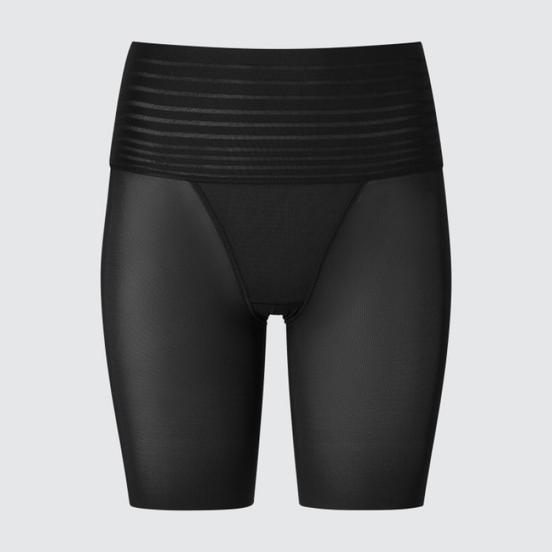 Women Uniqlo AIRism Smooth Body Shaper Unlined Half Shorts Black | 4768099