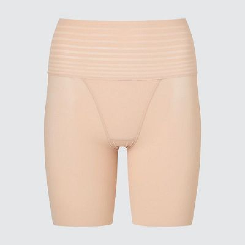Women Uniqlo AIRism Smooth Body Shaper Unlined Half Tight Beige | 3186559