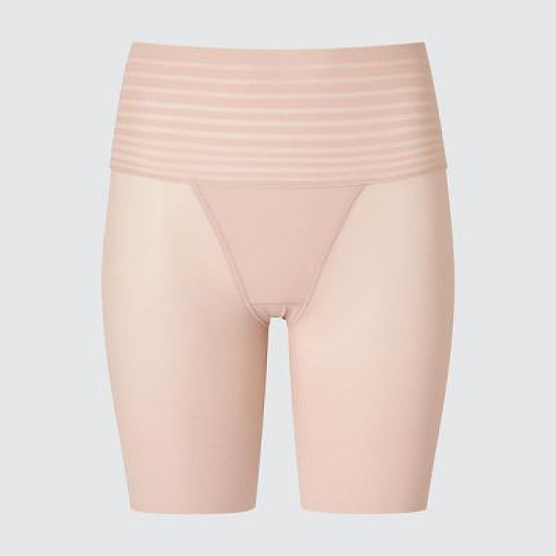 Women Uniqlo AIRism Smooth Body Shaper Unlined Half Tight Beige | 3186559