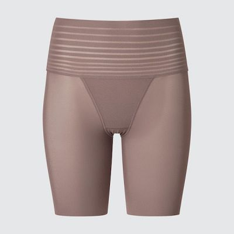Women Uniqlo AIRism Smooth Body Shaper Unlined Half Tight Brown | 5429592