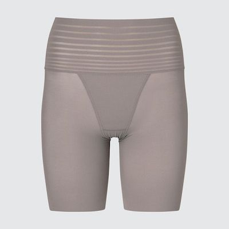 Women Uniqlo AIRism Smooth Body Shaper Unlined Half Tight Brown | 5175016