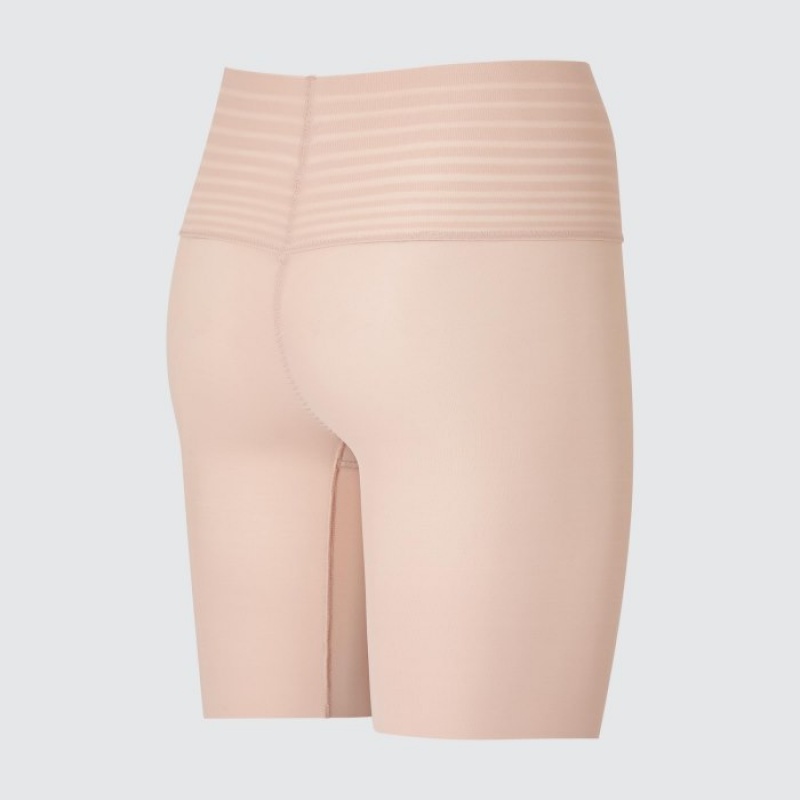 Women Uniqlo AIRism Smooth Body Shaper Unlined Half Shorts Beige | 4342560