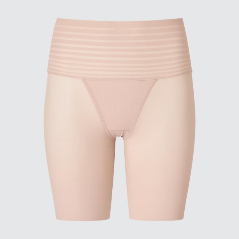 Women Uniqlo AIRism Smooth Body Shaper Unlined Half Shorts Beige | 4342560