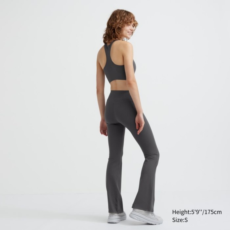 Women Uniqlo AIRism Soft Flare Leggings Pants Grey | 9594083