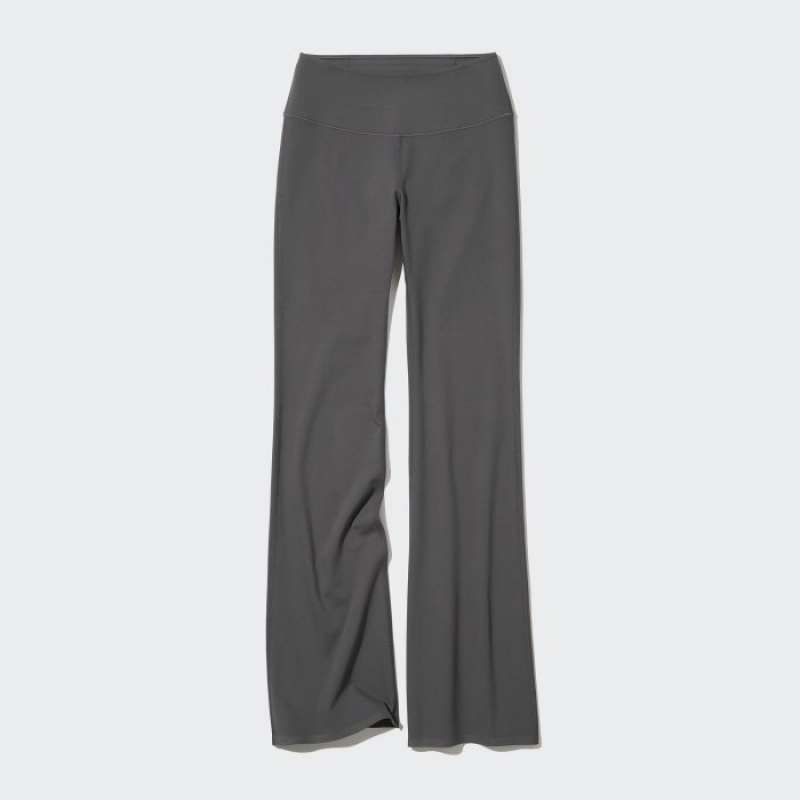 Women Uniqlo AIRism Soft Flare Leggings Pants Grey | 9594083