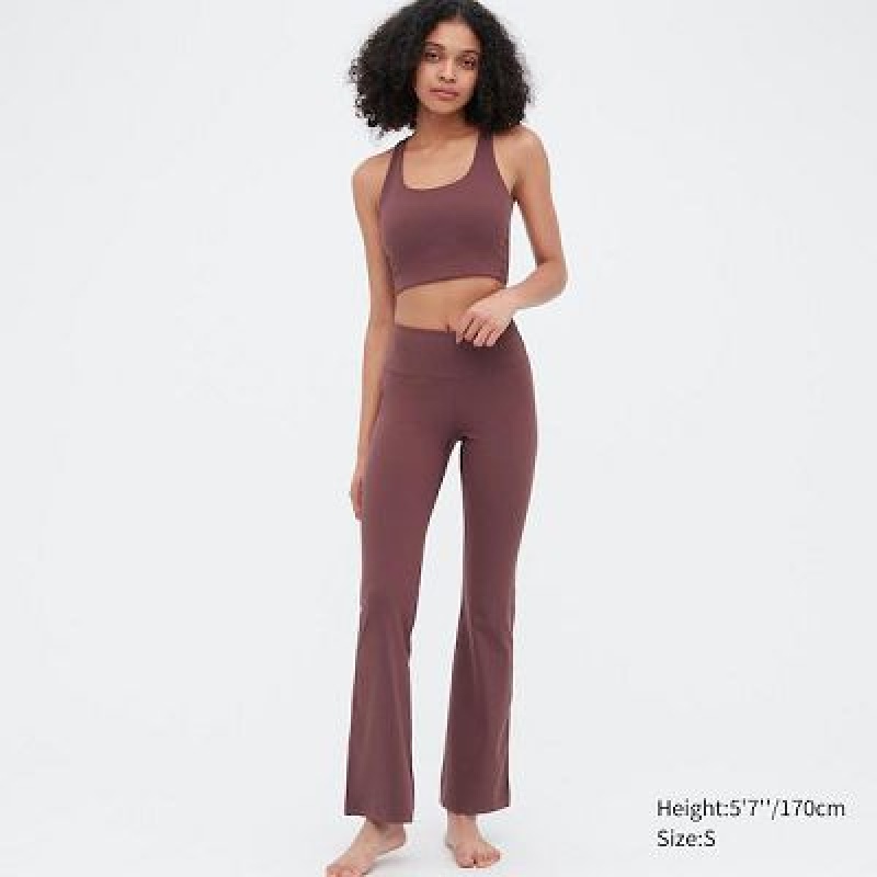Women Uniqlo AIRism Soft Flare Pants Burgundy | 9186267